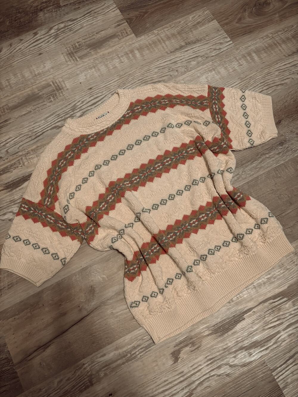 vintage short sleeve cricket lane fair isle sweater